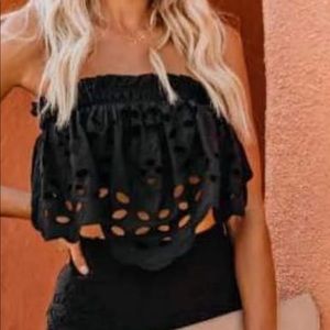 Two piece eye lit full length skirt